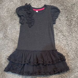 Cherokee Dark Gray Ruffle Kids Dress
